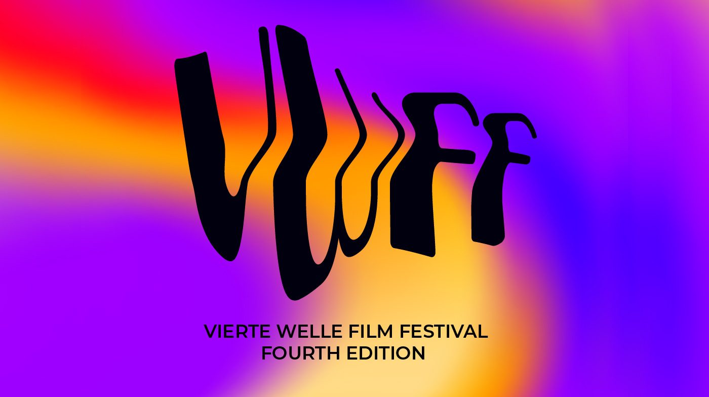 Festival key art: the letters VWFF in a black wavy typeface over a purple and orange gradient, above the words Vierte Welle Film Festival Fourth Edition.